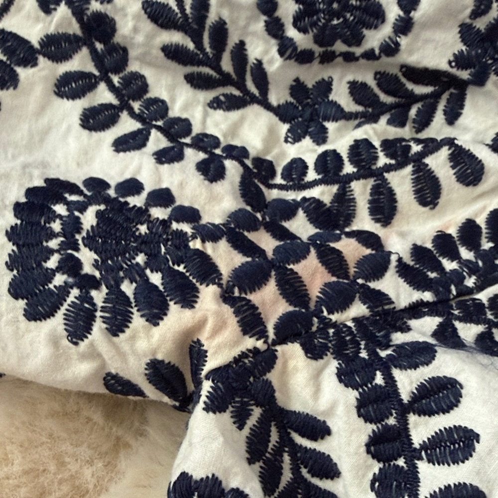 Entro Navy and White embroidered off the shoulder Dress - Picture 6 of 8